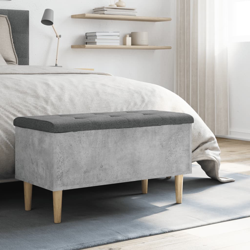 Banc de rangement gris béton 82x42x46 cm bois d'ingénierie - XIOS