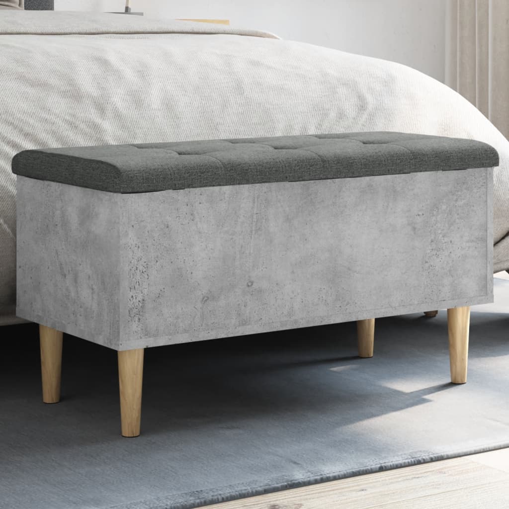 Banc de rangement gris béton 82x42x46 cm bois d'ingénierie - XIOS