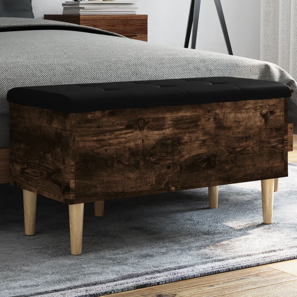 Banc de rangement chêne fumé 82x42x46 cm bois d'ingénierie - XIOS