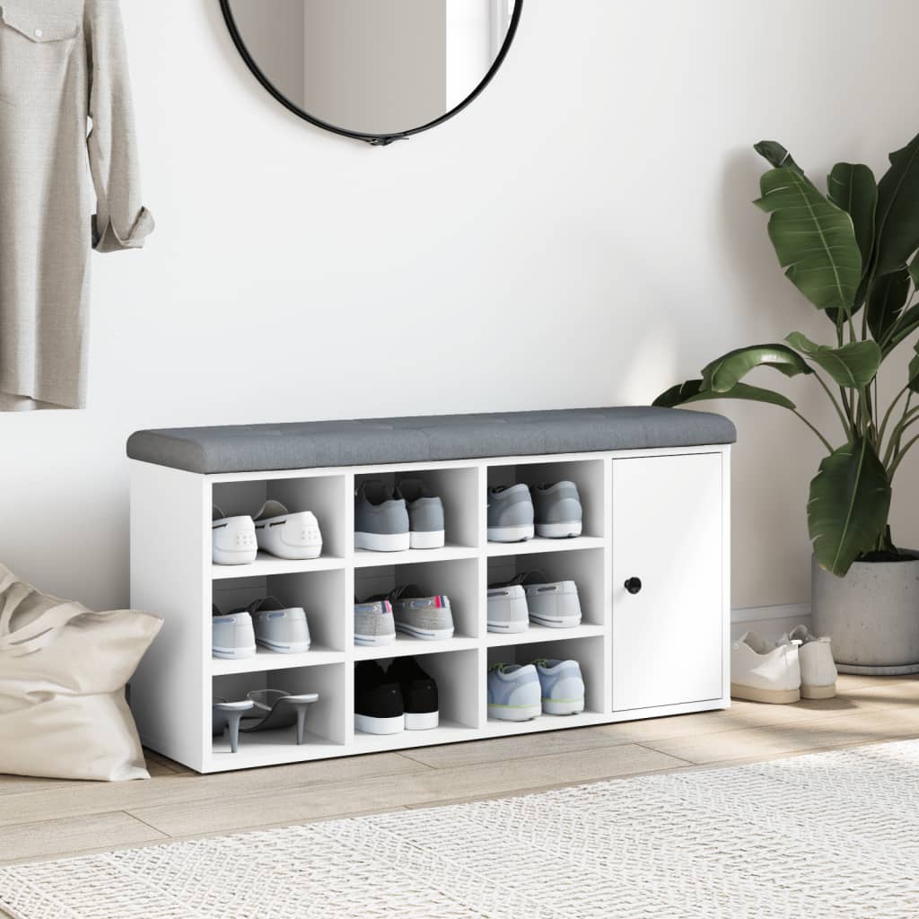 Banc à chaussures blanc 102x32x50 cm bois d'ingénierie - XIOS