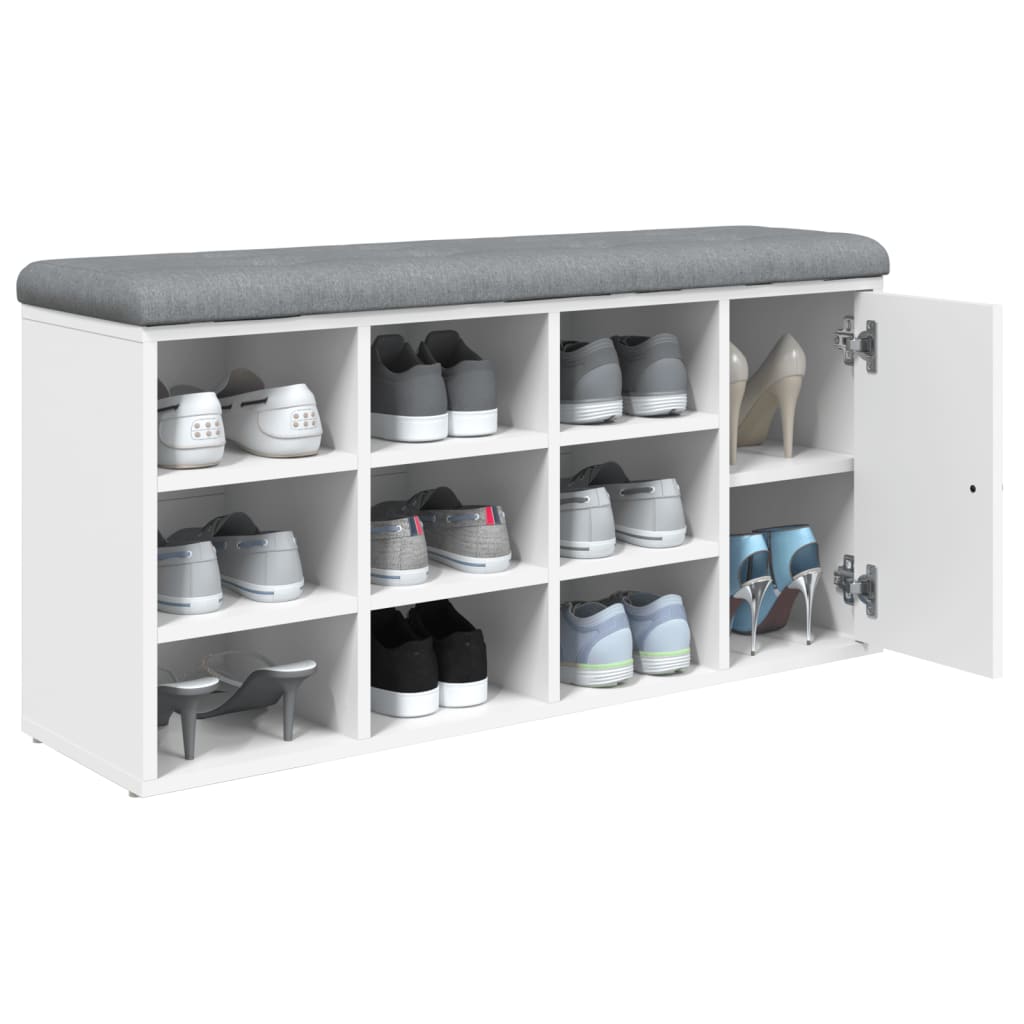 Banc à chaussures blanc 102x32x50 cm bois d'ingénierie - XIOS