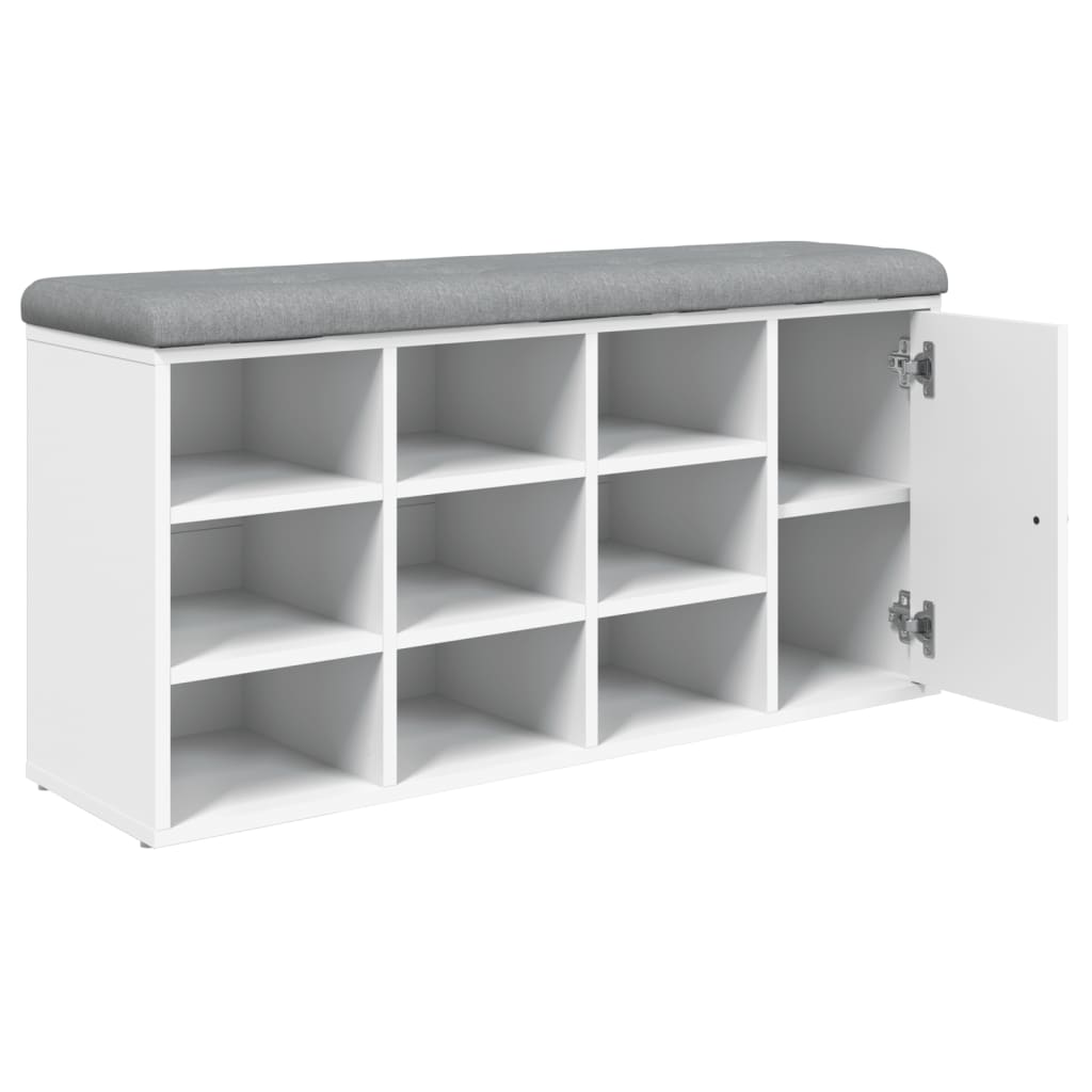 Banc à chaussures blanc 102x32x50 cm bois d'ingénierie - XIOS
