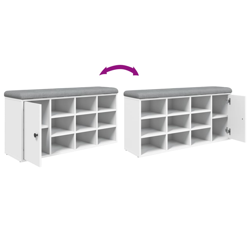 Banc à chaussures blanc 102x32x50 cm bois d'ingénierie - XIOS