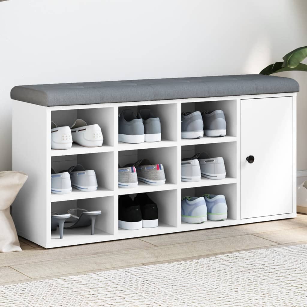 Banc à chaussures blanc 102x32x50 cm bois d'ingénierie - XIOS