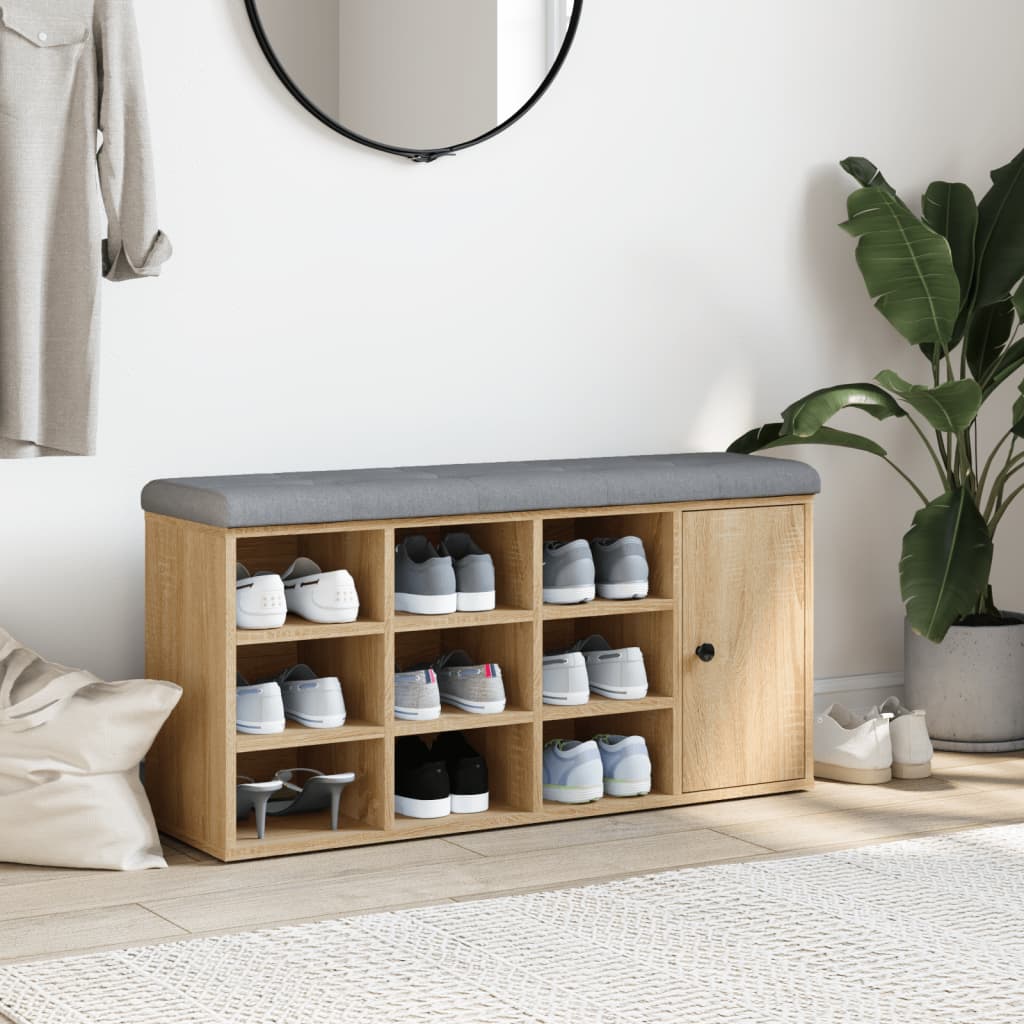 Banc à chaussures chêne sonoma 102x32x50 cm bois d'ingénierie - XIOS