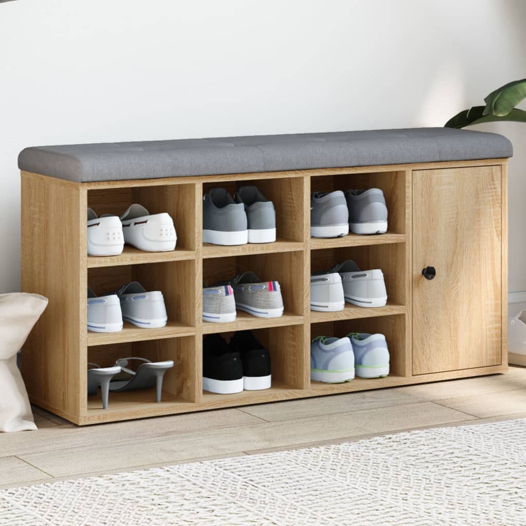 Banc à chaussures chêne sonoma 102x32x50 cm bois d'ingénierie - XIOS