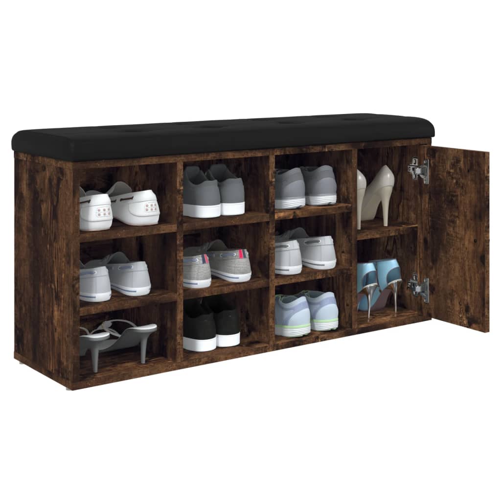 Banc à chaussures chêne fumé 102x32x50 cm bois d'ingénierie - XIOS