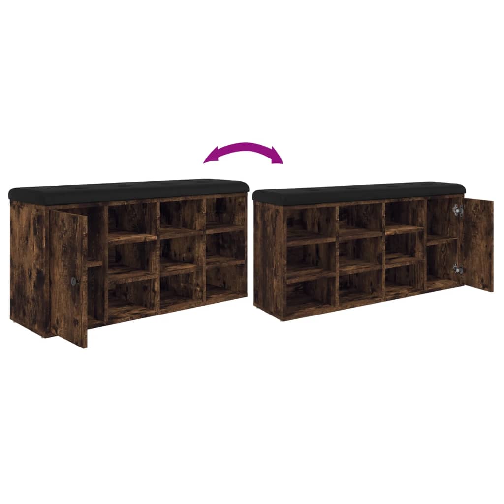 Banc à chaussures chêne fumé 102x32x50 cm bois d'ingénierie - XIOS