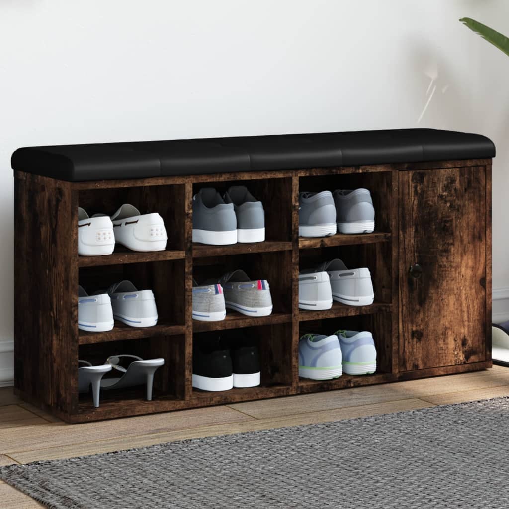 Banc à chaussures chêne fumé 102x32x50 cm bois d'ingénierie - XIOS