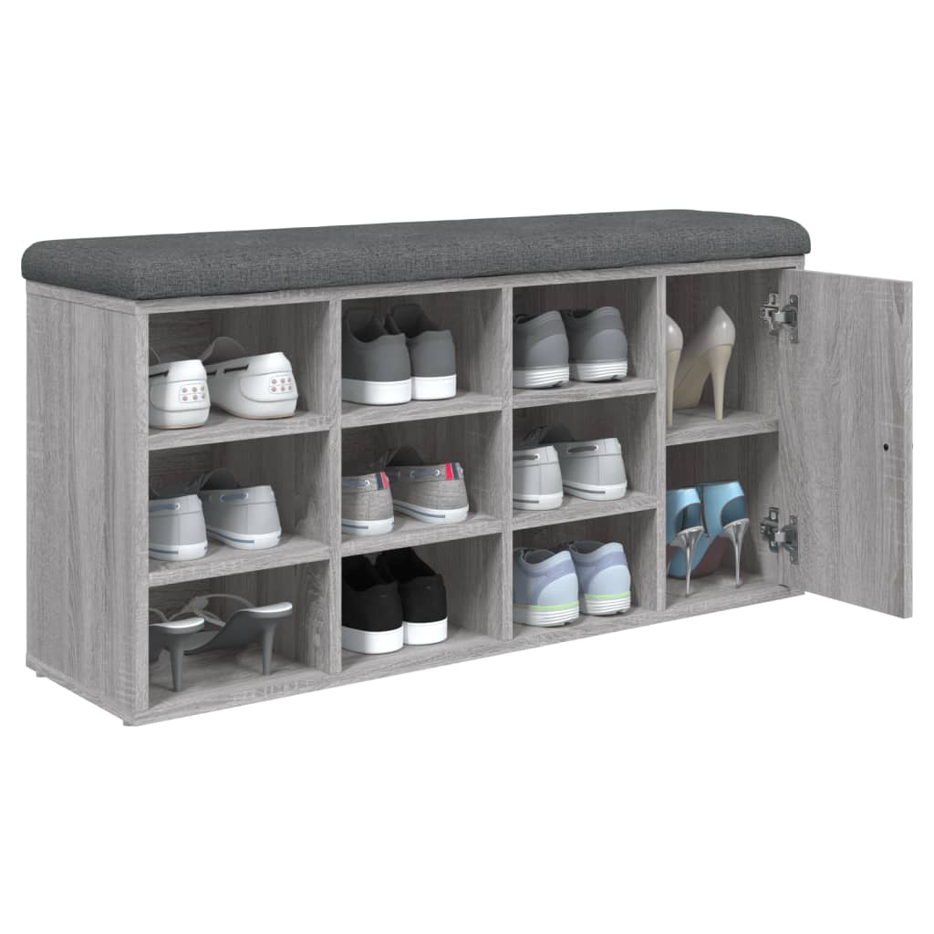 Banc à chaussures sonoma gris 102x32x50 cm bois d'ingénierie - XIOS