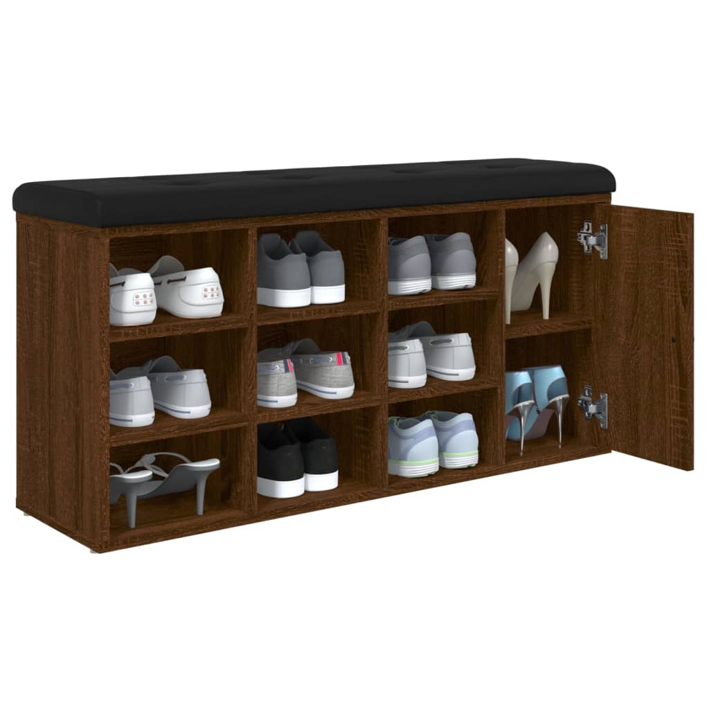 Banc à chaussures chêne marron 102x32x50 cm bois d'ingénierie - XIOS