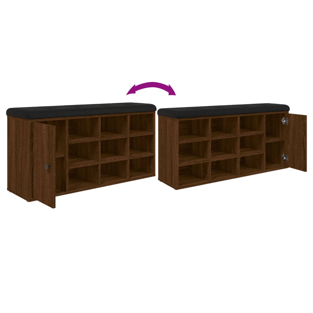 Banc à chaussures chêne marron 102x32x50 cm bois d'ingénierie - XIOS