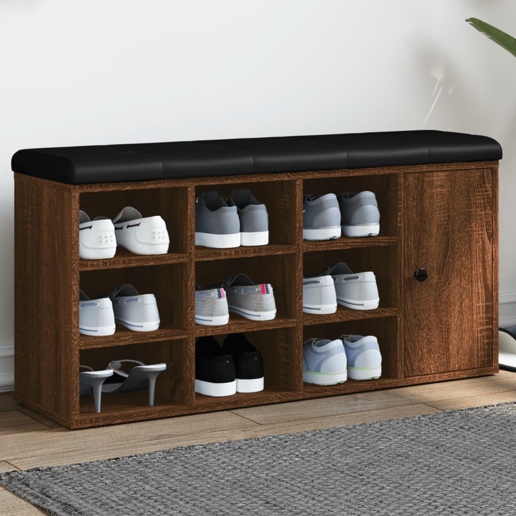 Banc à chaussures chêne marron 102x32x50 cm bois d'ingénierie - XIOS