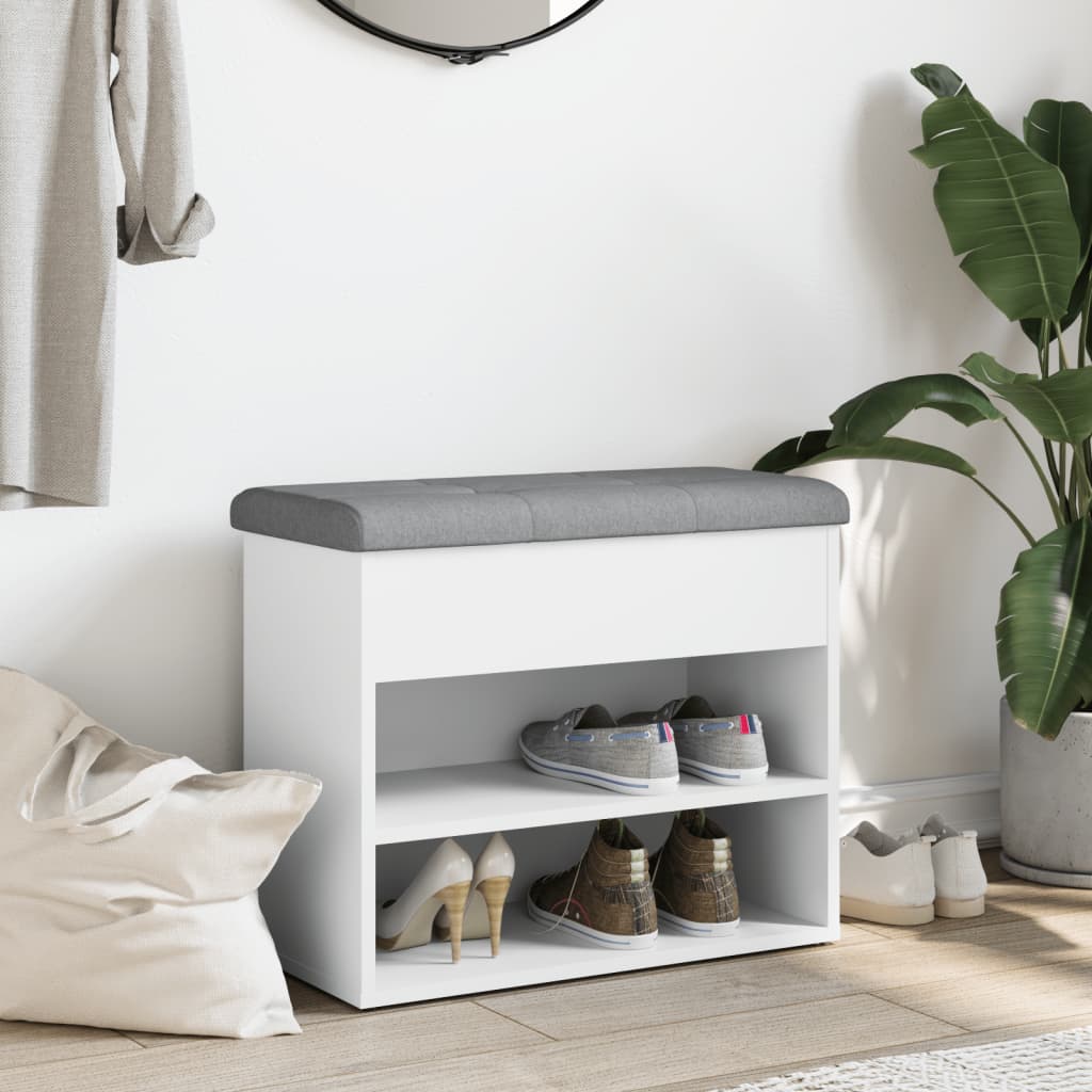 Banc à chaussures Blanc 62x32x50 cm Bois d'ingénierie - XIOS