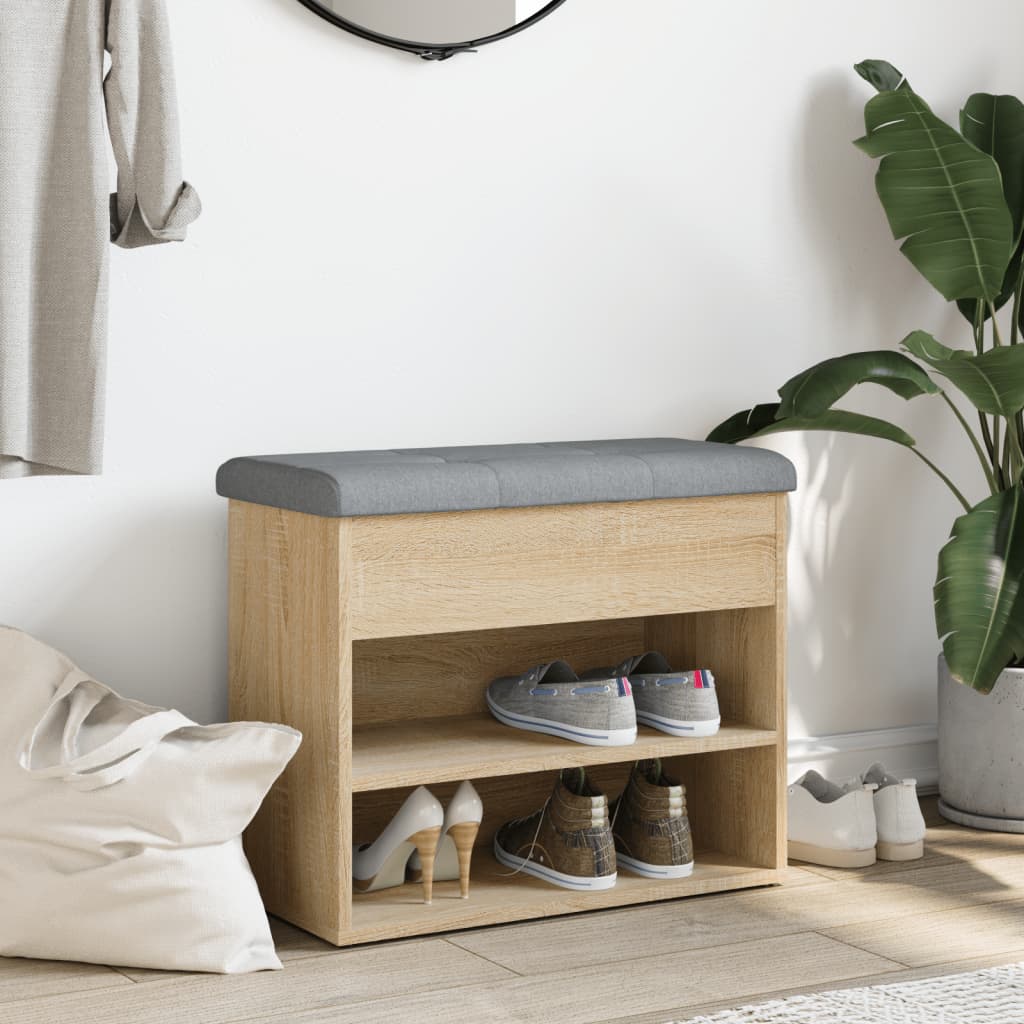 Banc à chaussures chêne sonoma 62x32x50 cm bois d'ingénierie - XIOS