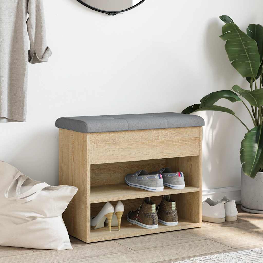 Banc à chaussures chêne sonoma 62x32x50 cm bois d'ingénierie - XIOS