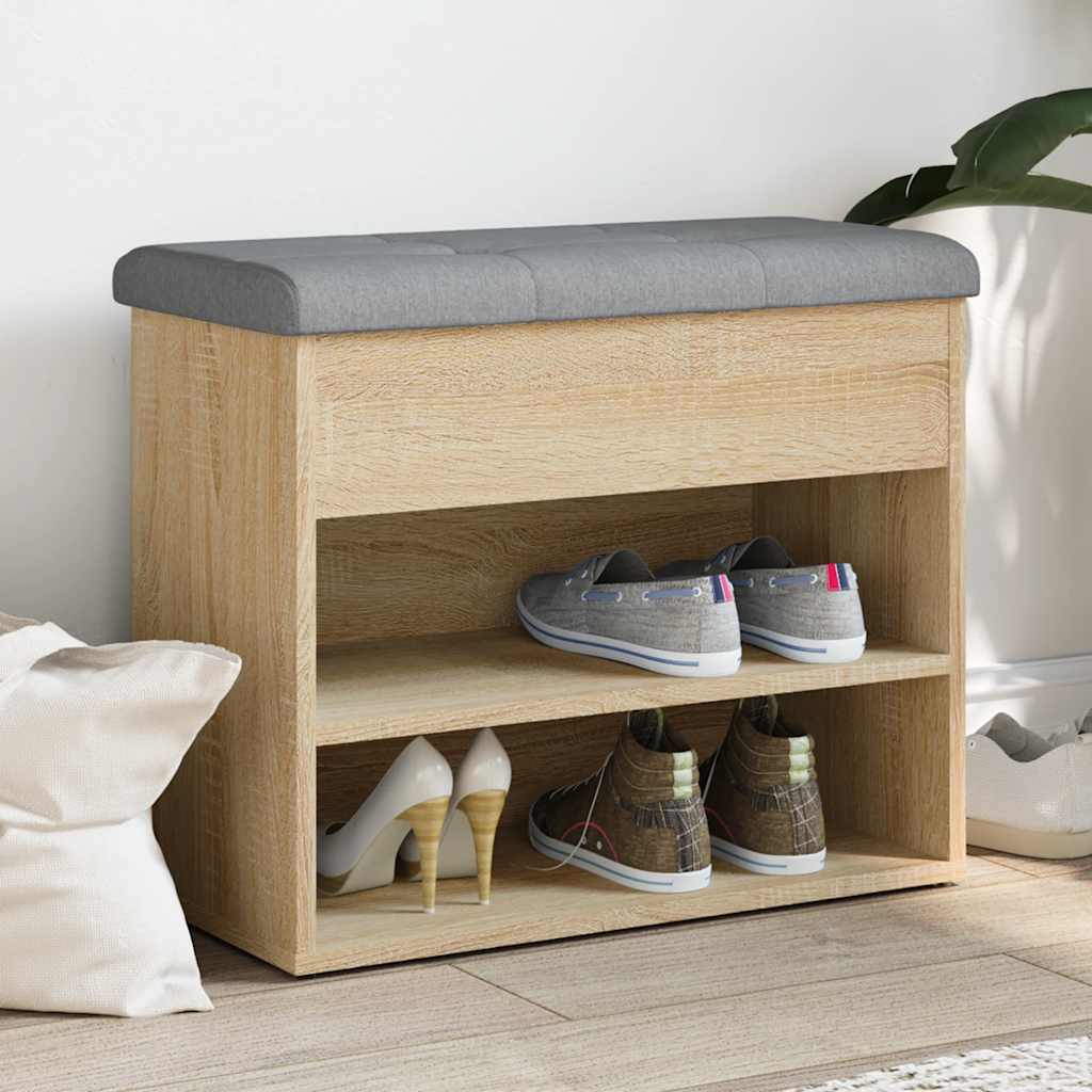Banc à chaussures chêne sonoma 62x32x50 cm bois d'ingénierie - XIOS