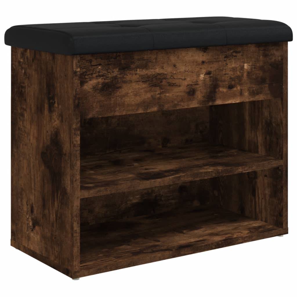 Banc à chaussures chêne fumé 62x32x50 cm bois d'ingénierie - XIOS