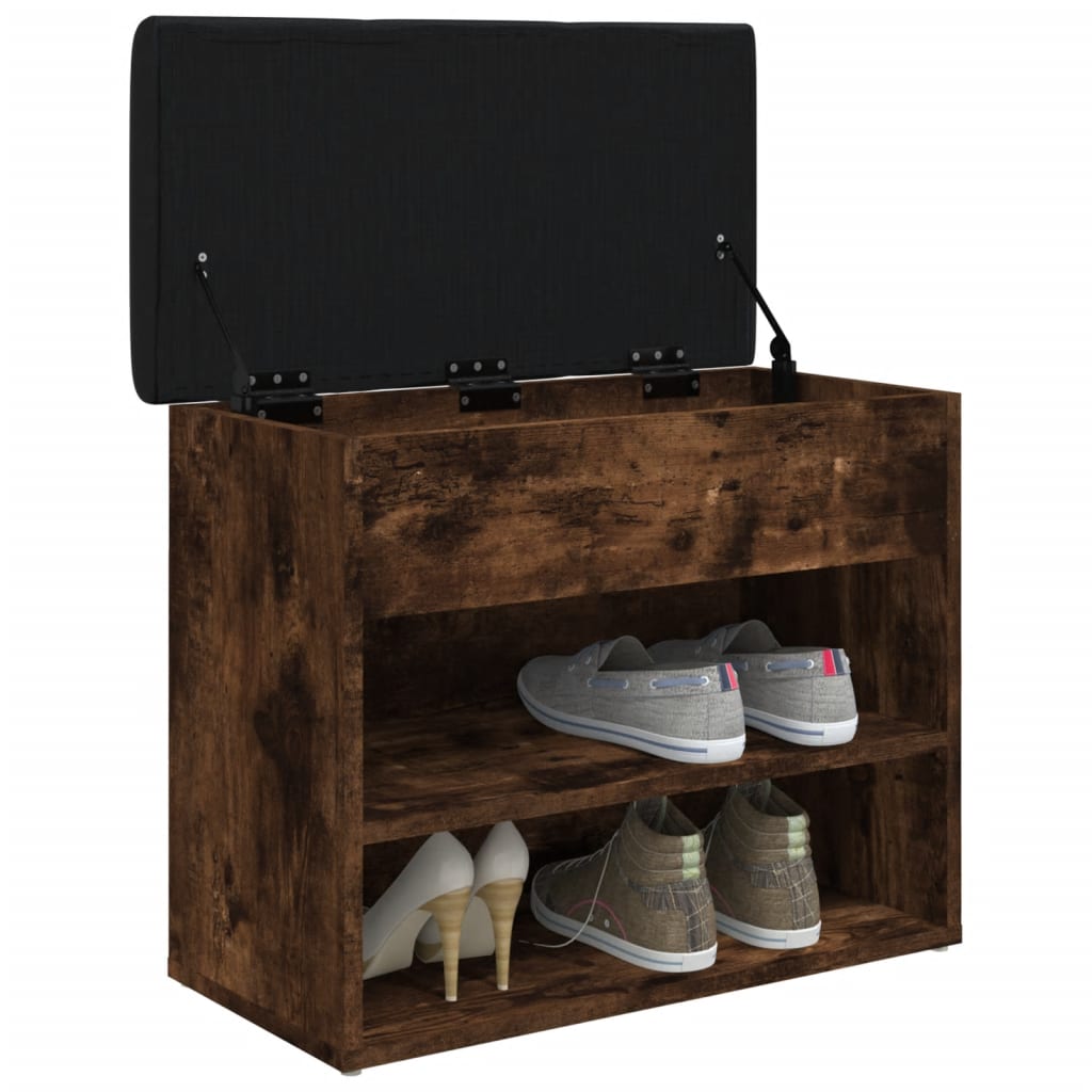Banc à chaussures chêne fumé 62x32x50 cm bois d'ingénierie - XIOS