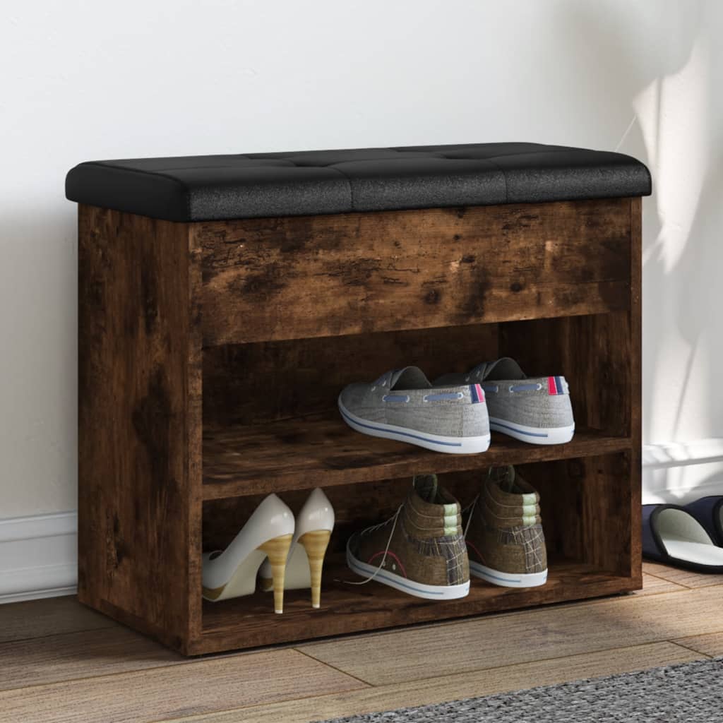 Banc à chaussures chêne fumé 62x32x50 cm bois d'ingénierie - XIOS
