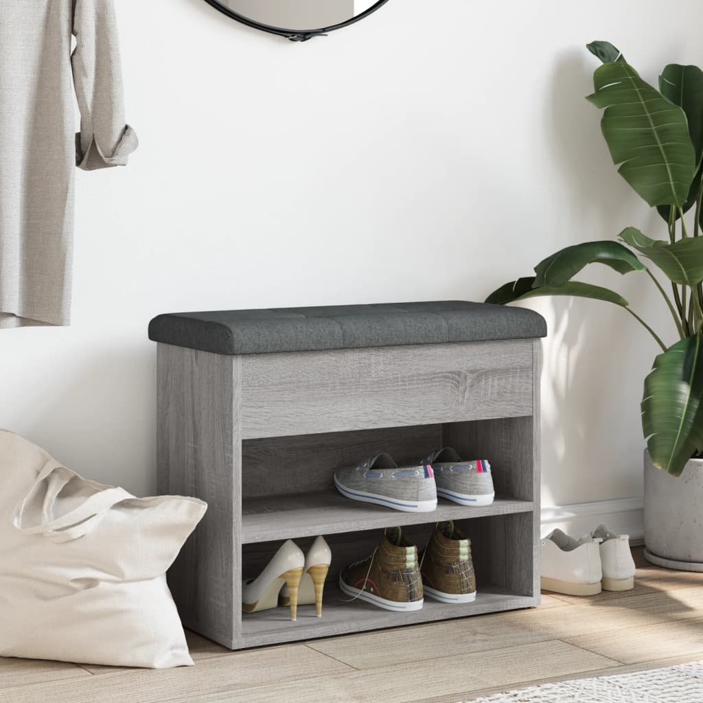 Banc à chaussures sonoma gris 62x32x50 cm bois d'ingénierie - XIOS