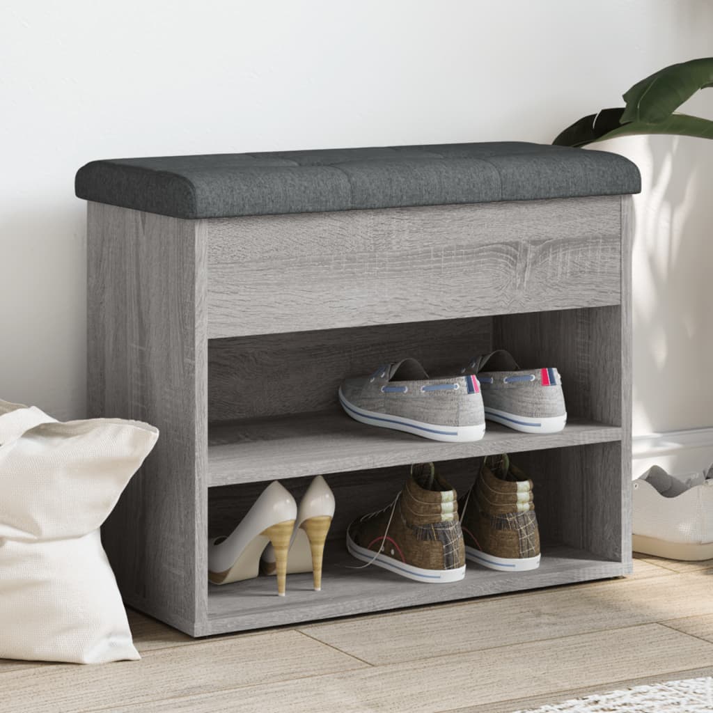 Banc à chaussures sonoma gris 62x32x50 cm bois d'ingénierie - XIOS