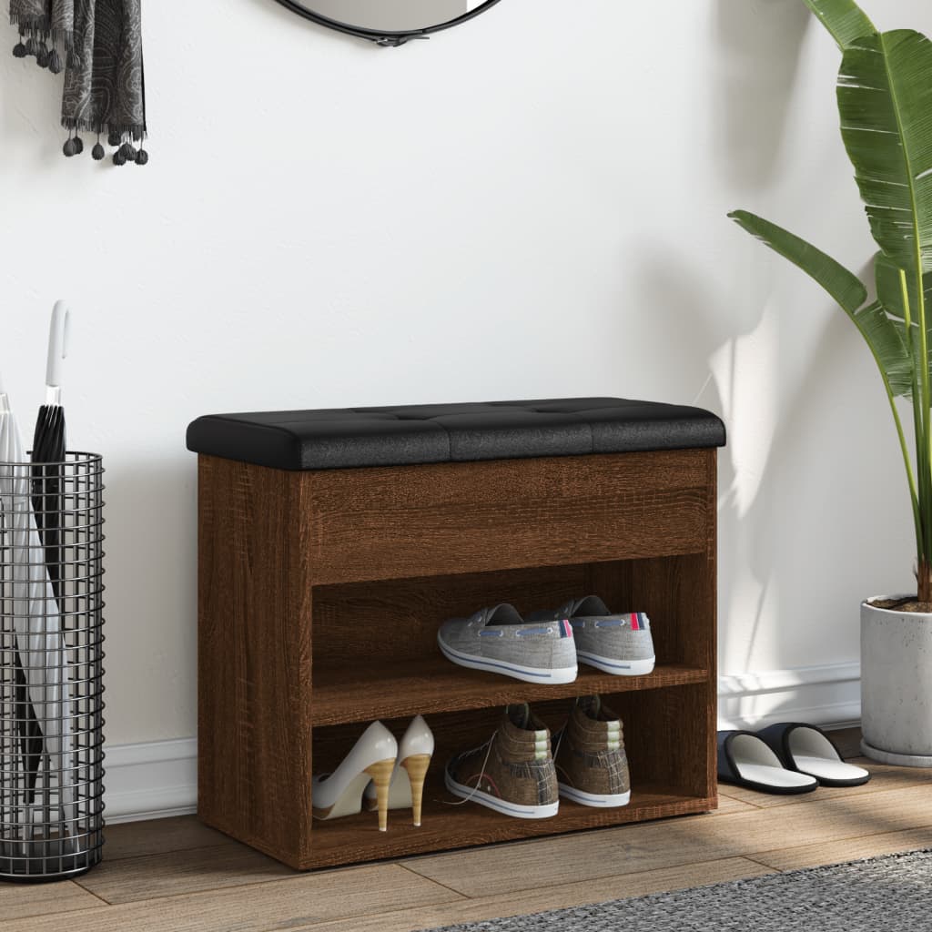 Banc à chaussures chêne marron 62x32x50 cm bois d'ingénierie - XIOS