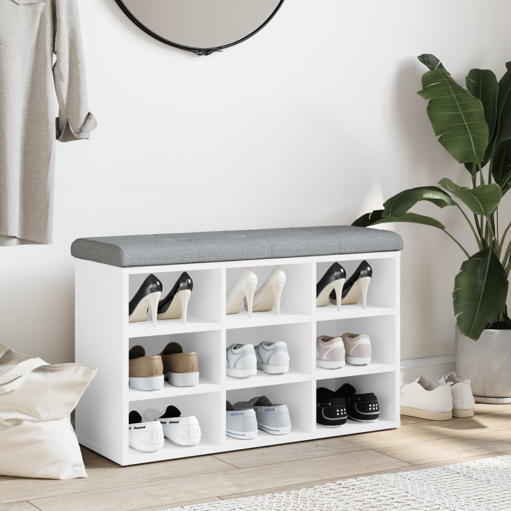 Banc à chaussures Blanc 82x32x50 cm Bois d'ingénierie - XIOS