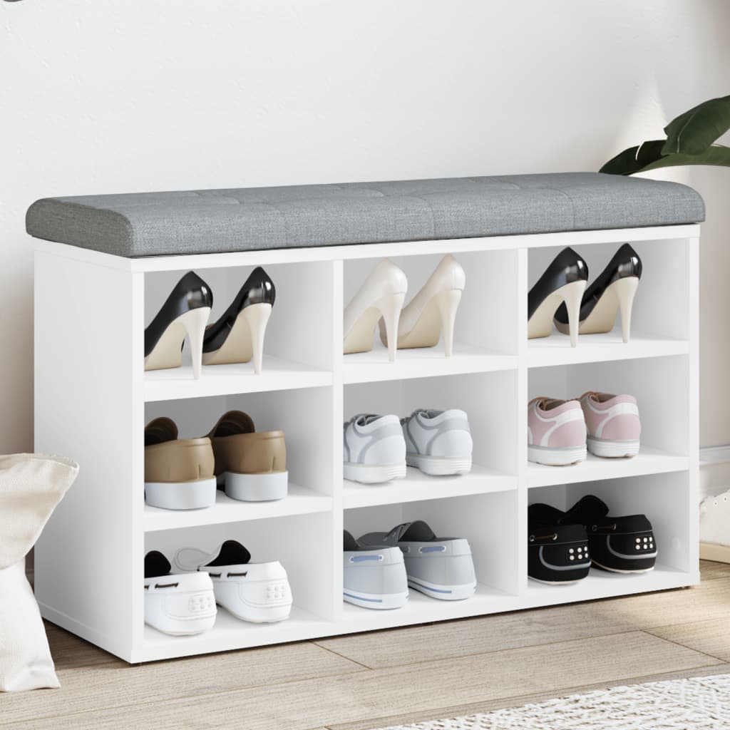 Banc à chaussures Blanc 82x32x50 cm Bois d'ingénierie - XIOS