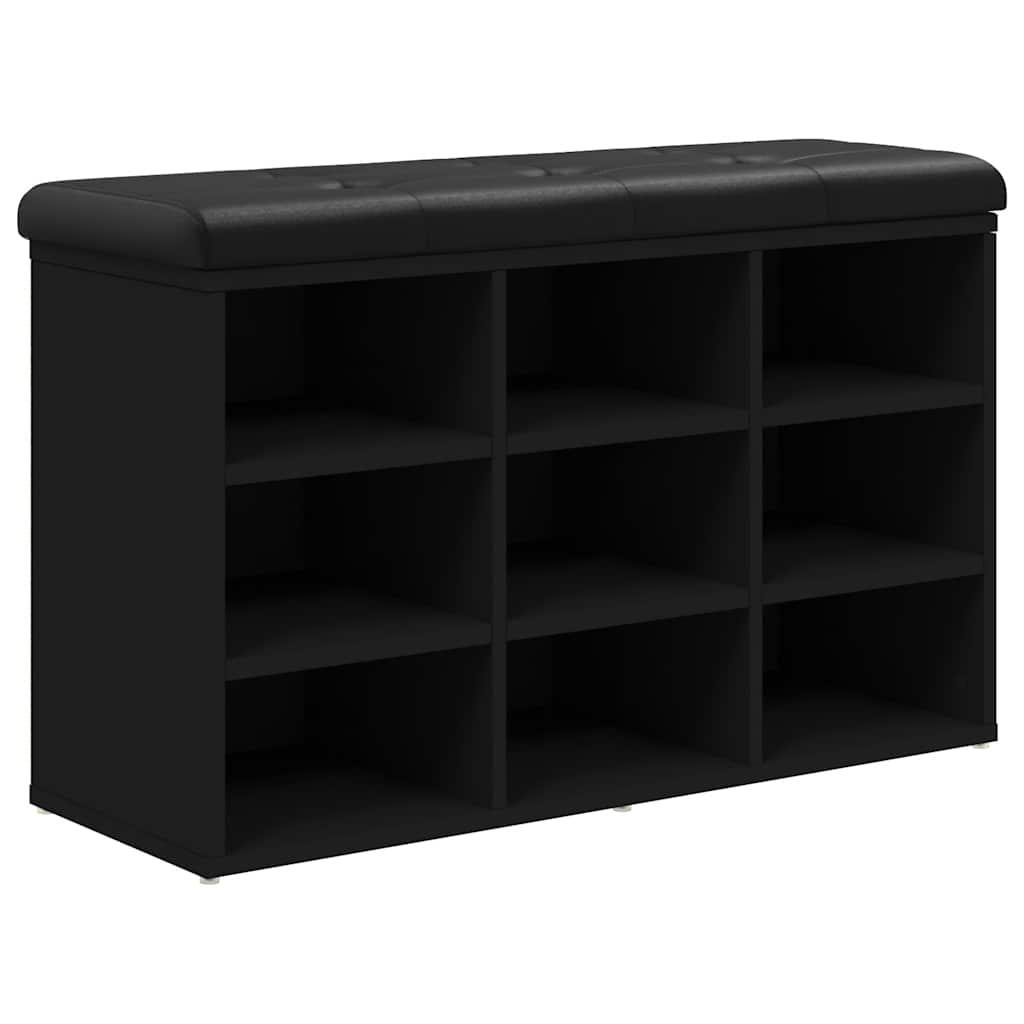 Banc à chaussures noir 82x32x50 cm bois d'ingénierie - XIOS