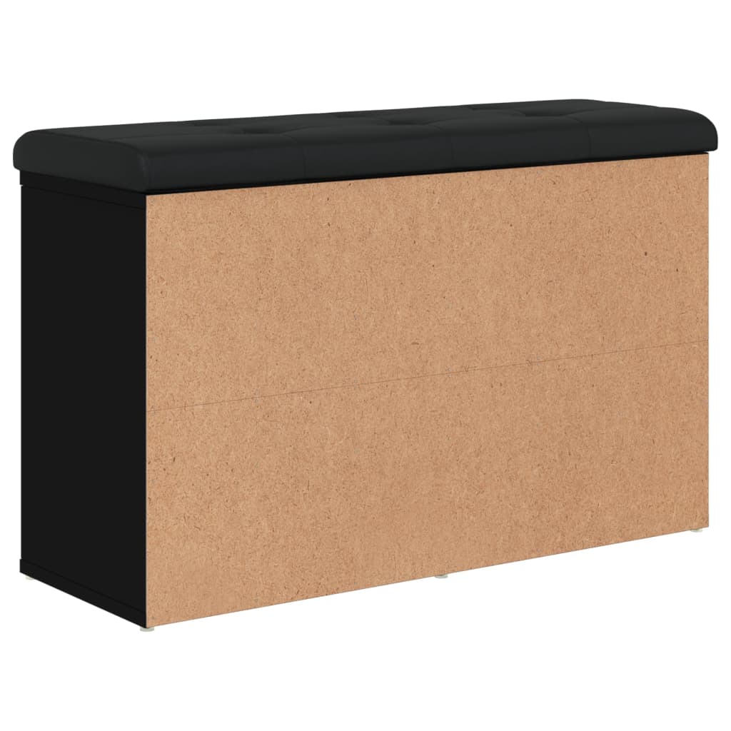 Banc à chaussures noir 82x32x50 cm bois d'ingénierie - XIOS