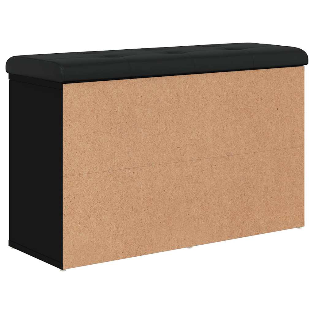 Banc à chaussures noir 82x32x50 cm bois d'ingénierie - XIOS