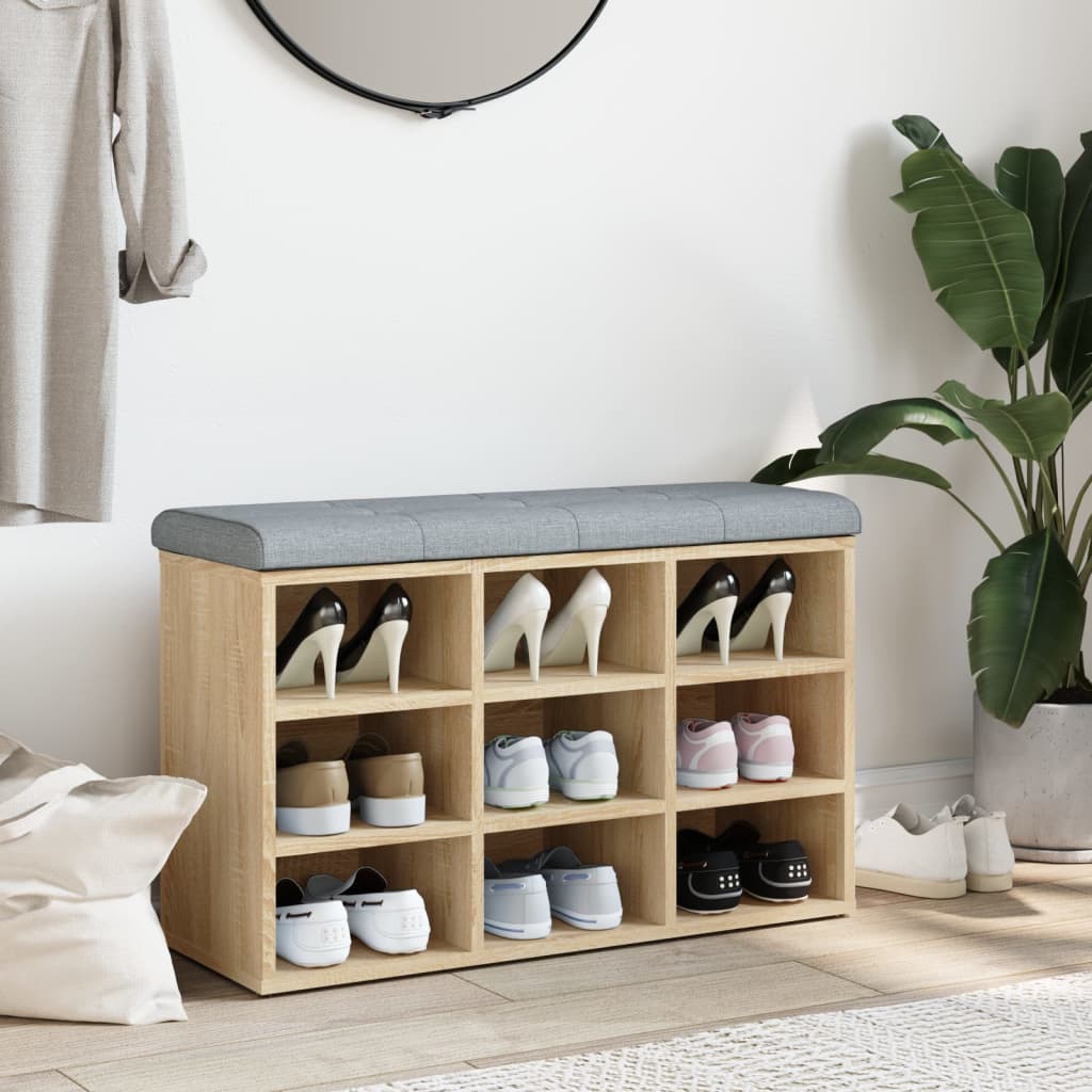 Banc à chaussures Chêne Sonoma 82x32x50 cm Bois d'ingénierie - XIOS
