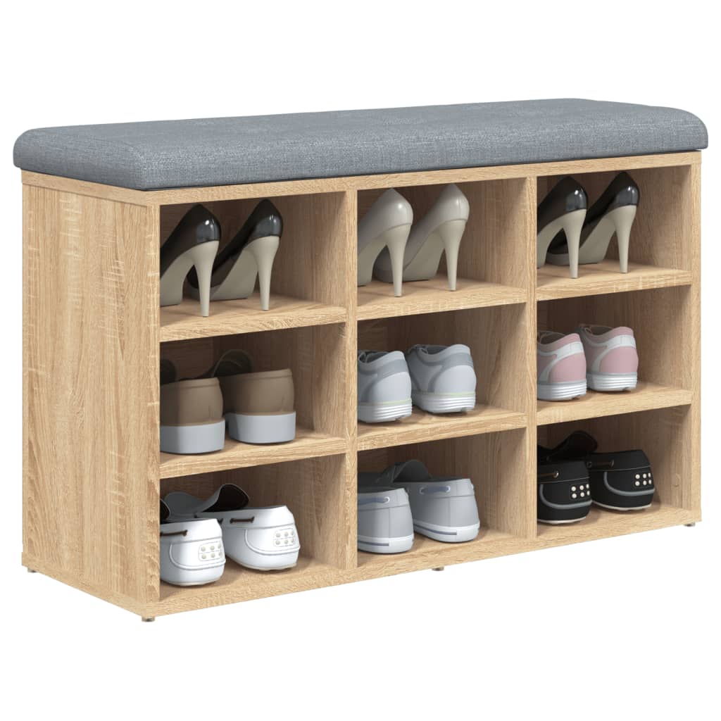 Banc à chaussures Chêne Sonoma 82x32x50 cm Bois d'ingénierie - XIOS