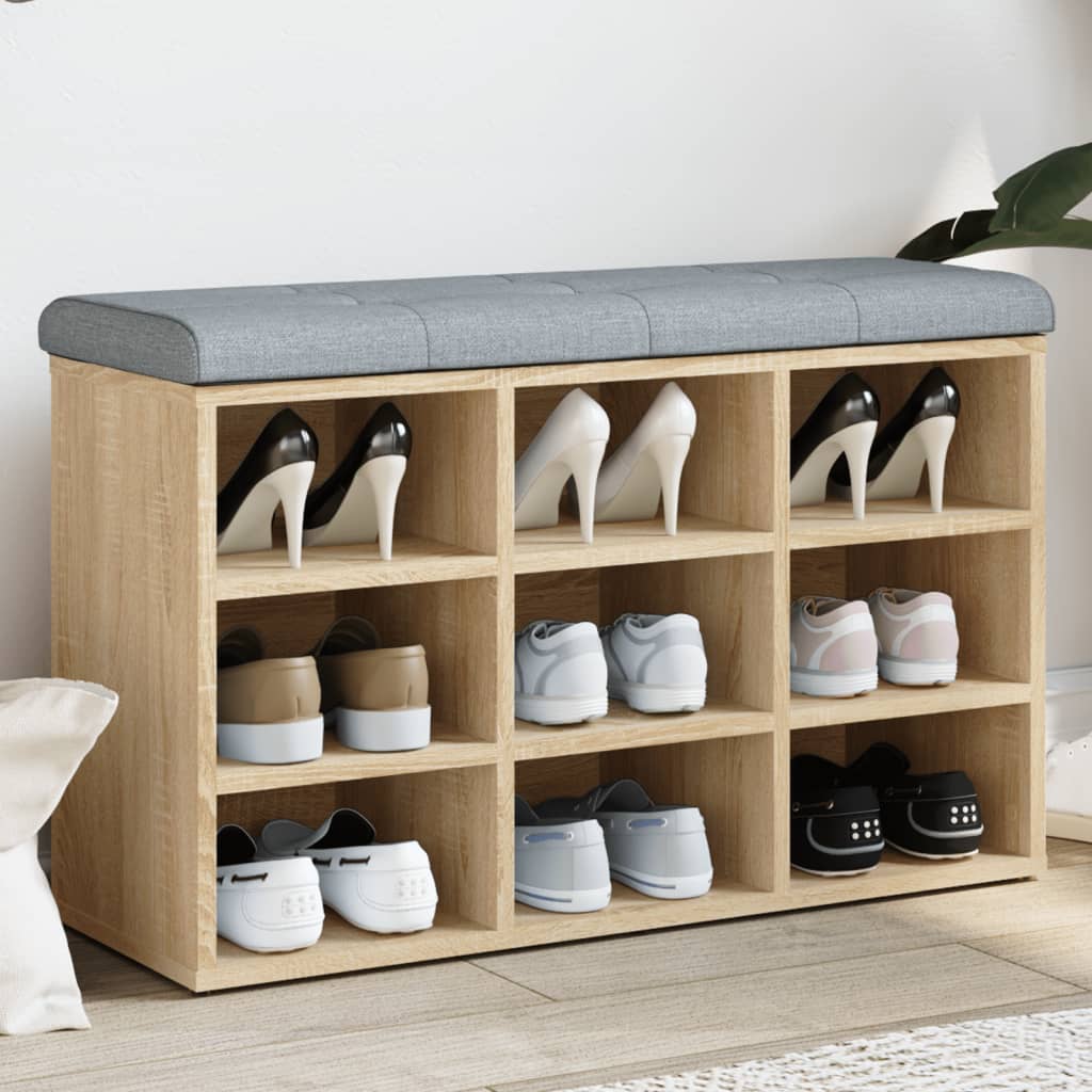 Banc à chaussures Chêne Sonoma 82x32x50 cm Bois d'ingénierie - XIOS