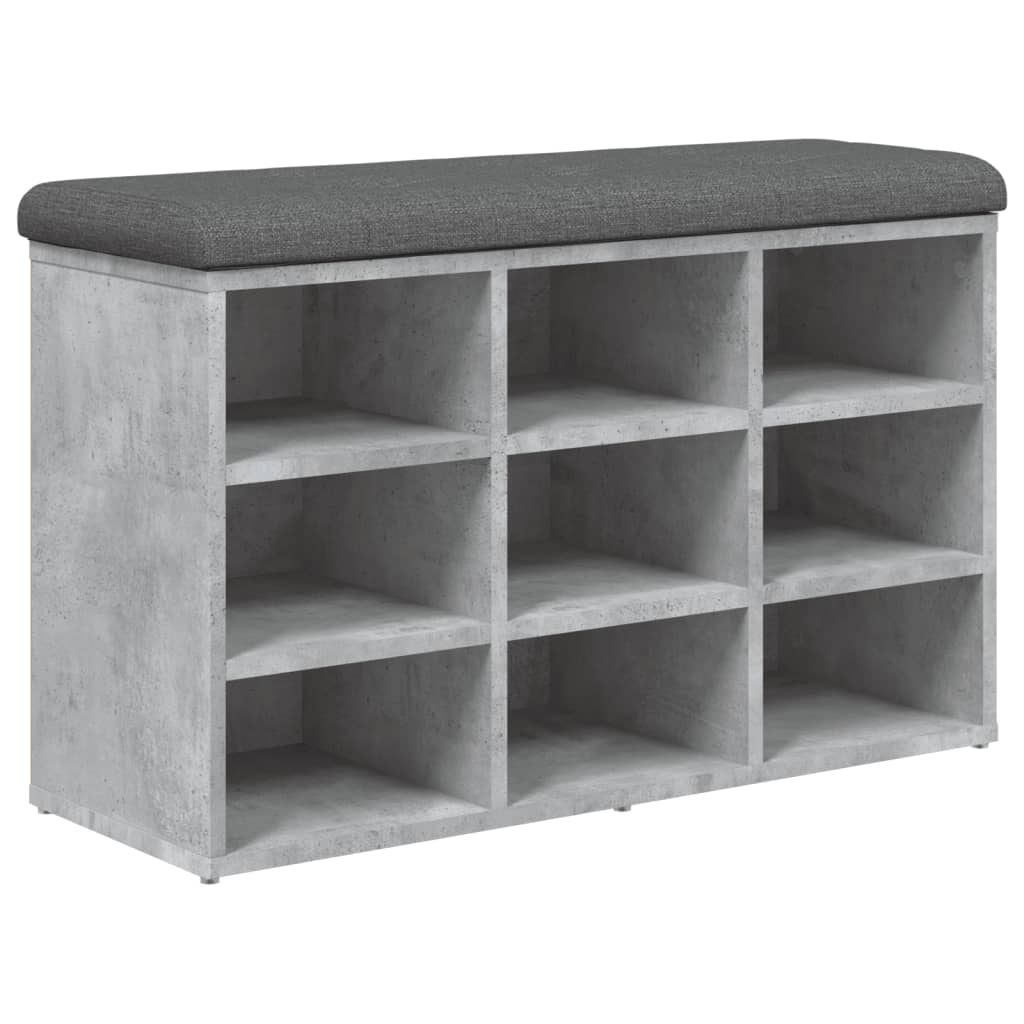 Banc à chaussures gris béton 82x32x50 cm bois d'ingénierie - XIOS