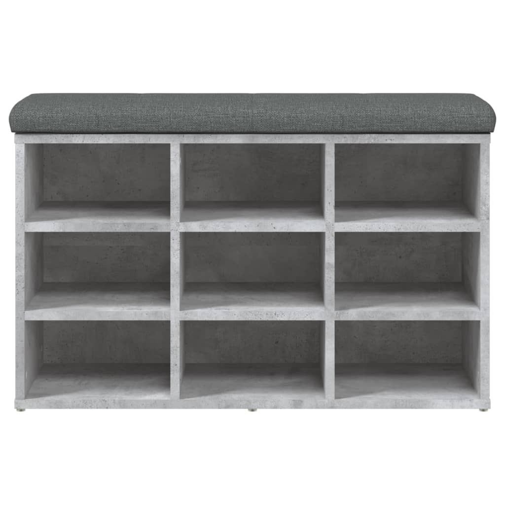 Banc à chaussures gris béton 82x32x50 cm bois d'ingénierie - XIOS