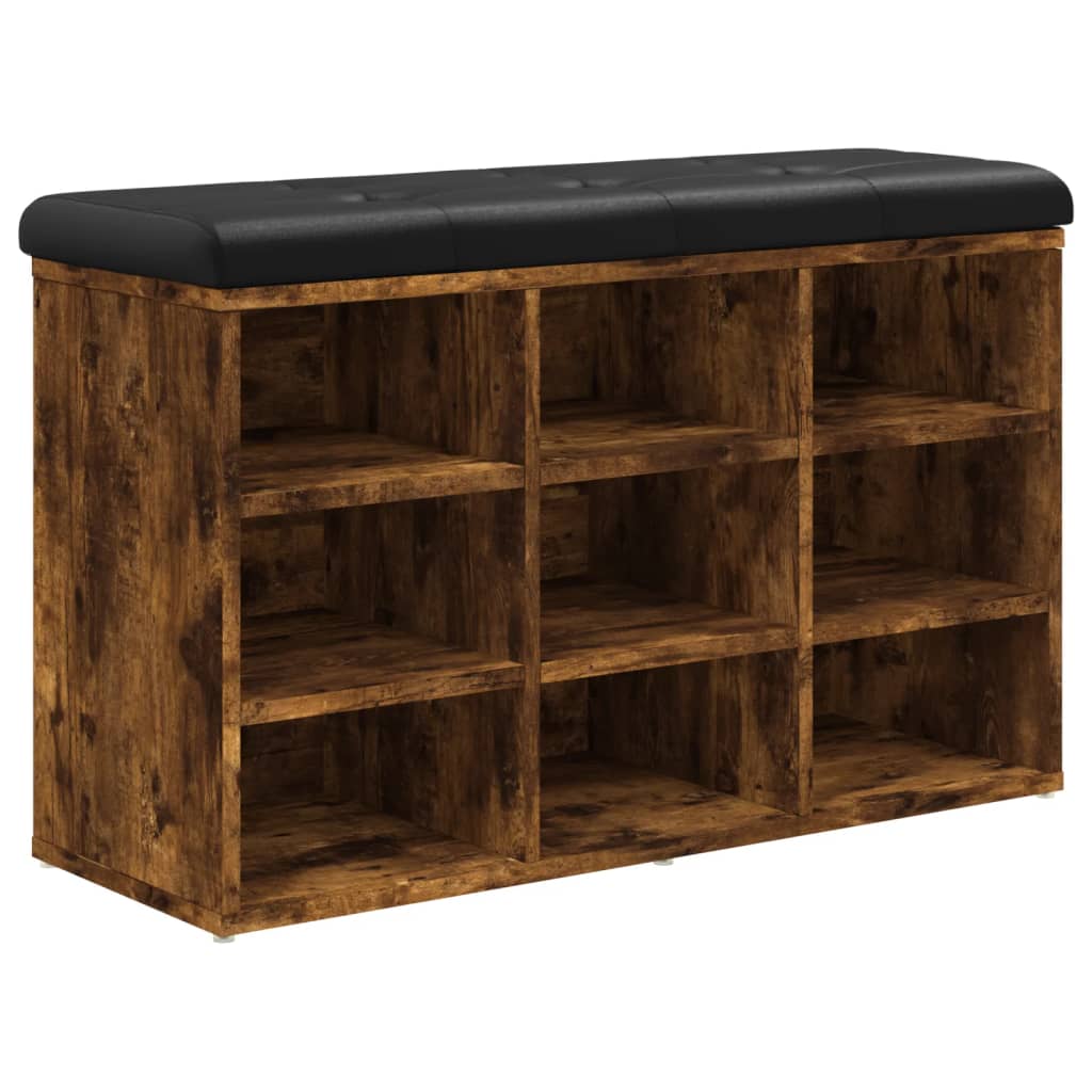 Banc à chaussures chêne fumé 82x32x50 cm bois d'ingénierie - XIOS