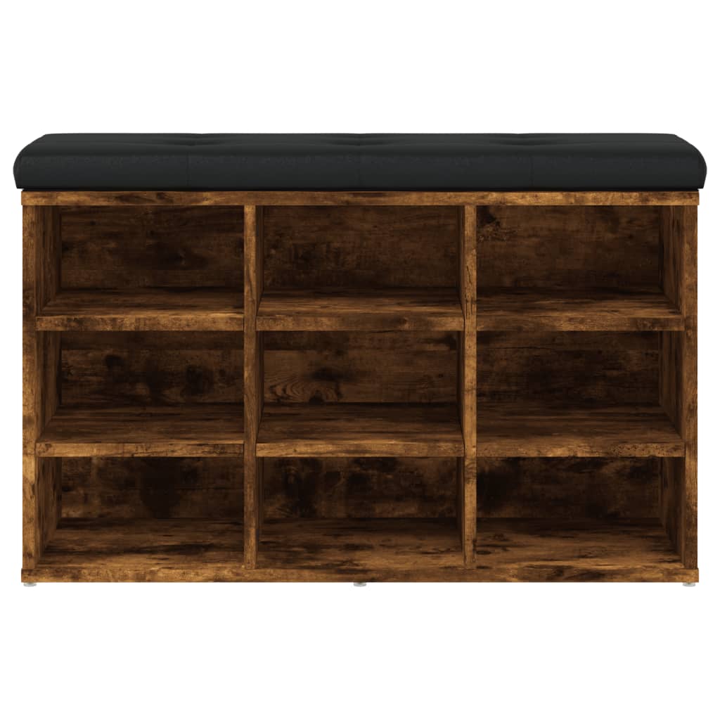 Banc à chaussures chêne fumé 82x32x50 cm bois d'ingénierie - XIOS