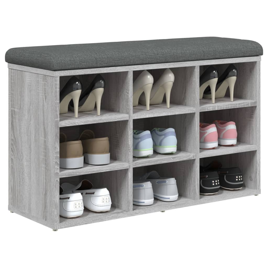 Banc à chaussures sonoma gris 82x32x50 cm bois d'ingénierie - XIOS