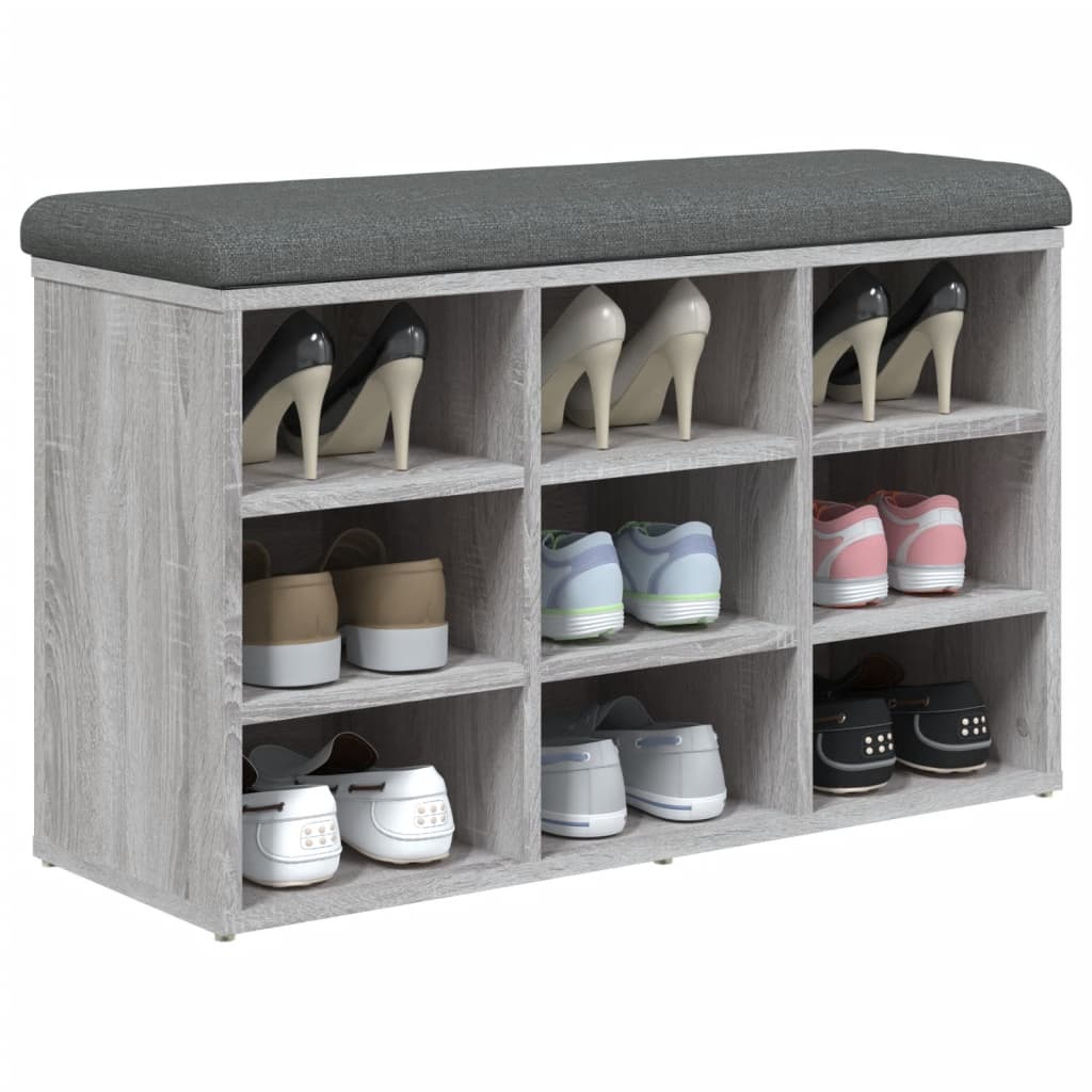 Banc à chaussures sonoma gris 82x32x50 cm bois d'ingénierie - XIOS