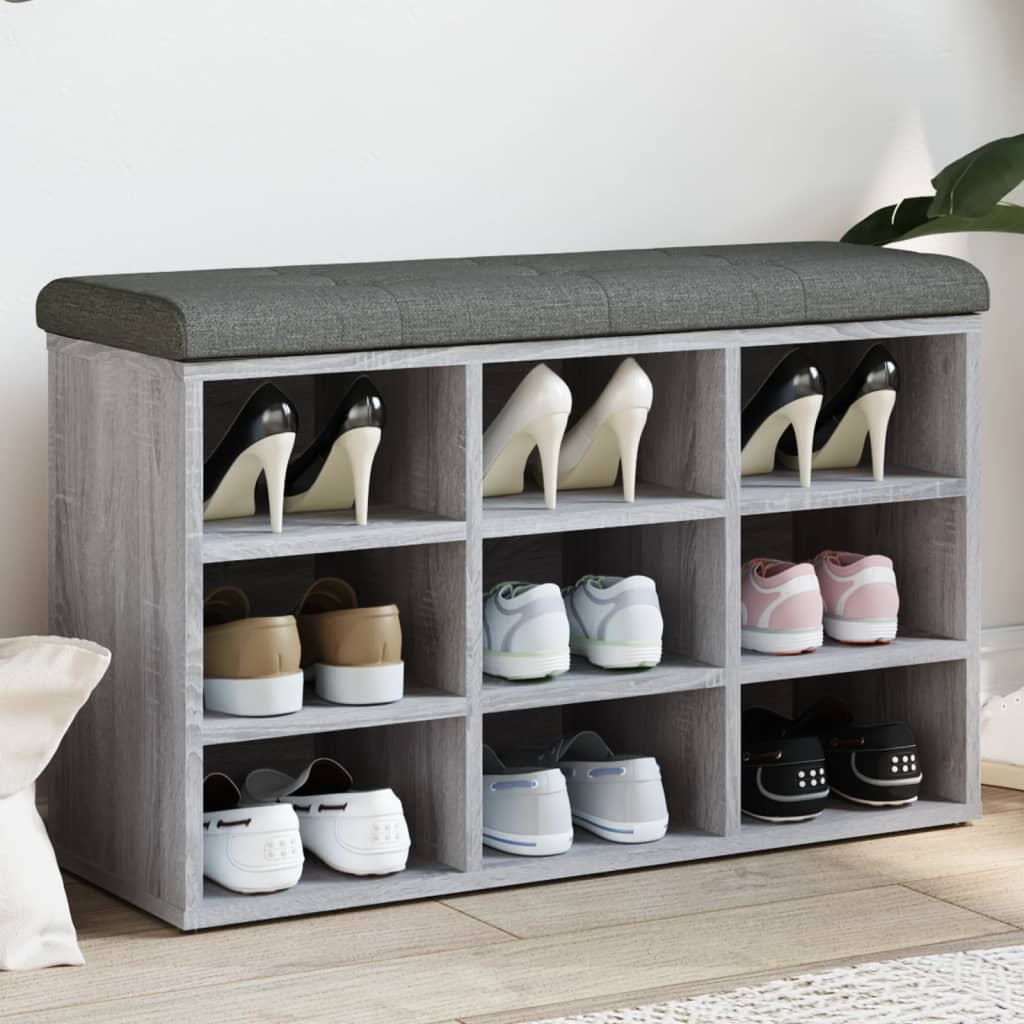 Banc à chaussures sonoma gris 82x32x50 cm bois d'ingénierie - XIOS