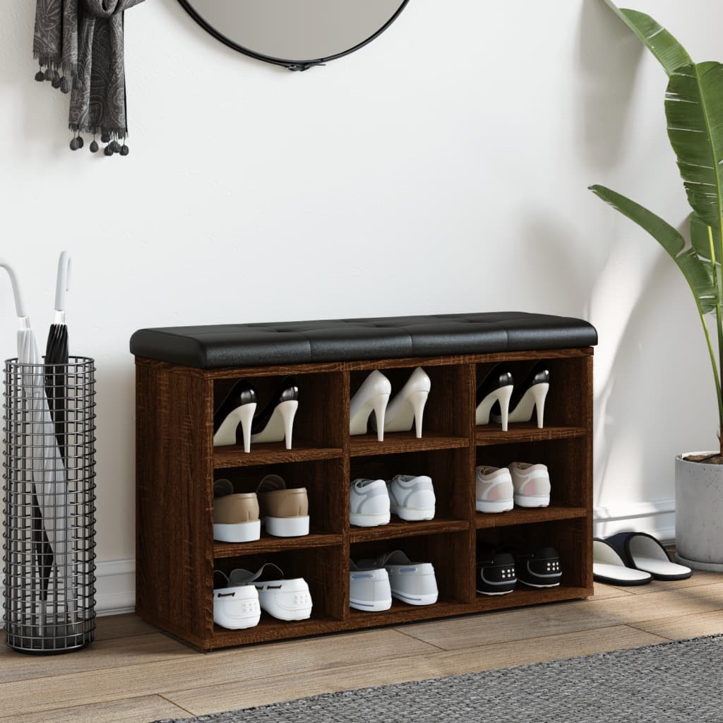 Banc à chaussures chêne marron 82x32x50 cm Bois d'ingénierie - XIOS