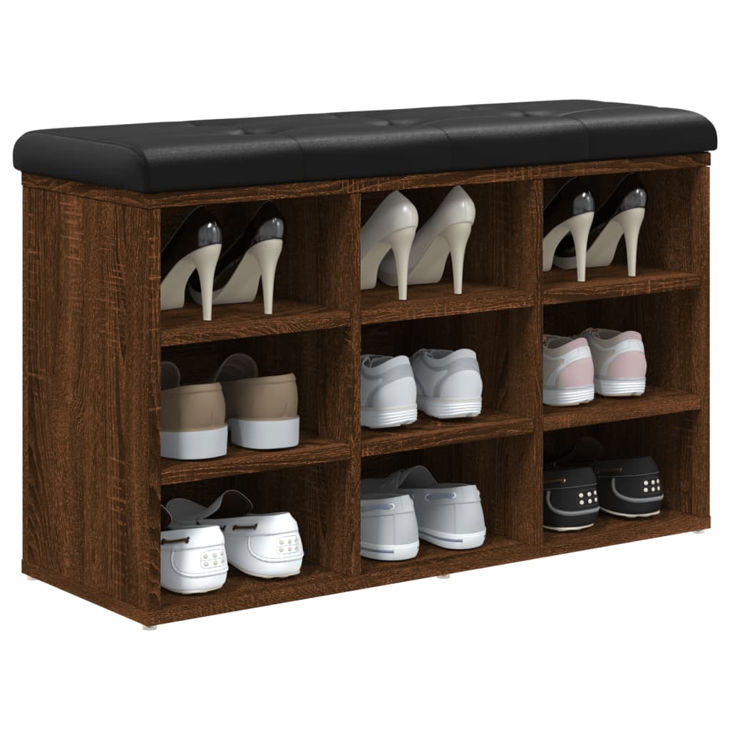 Banc à chaussures chêne marron 82x32x50 cm Bois d'ingénierie - XIOS