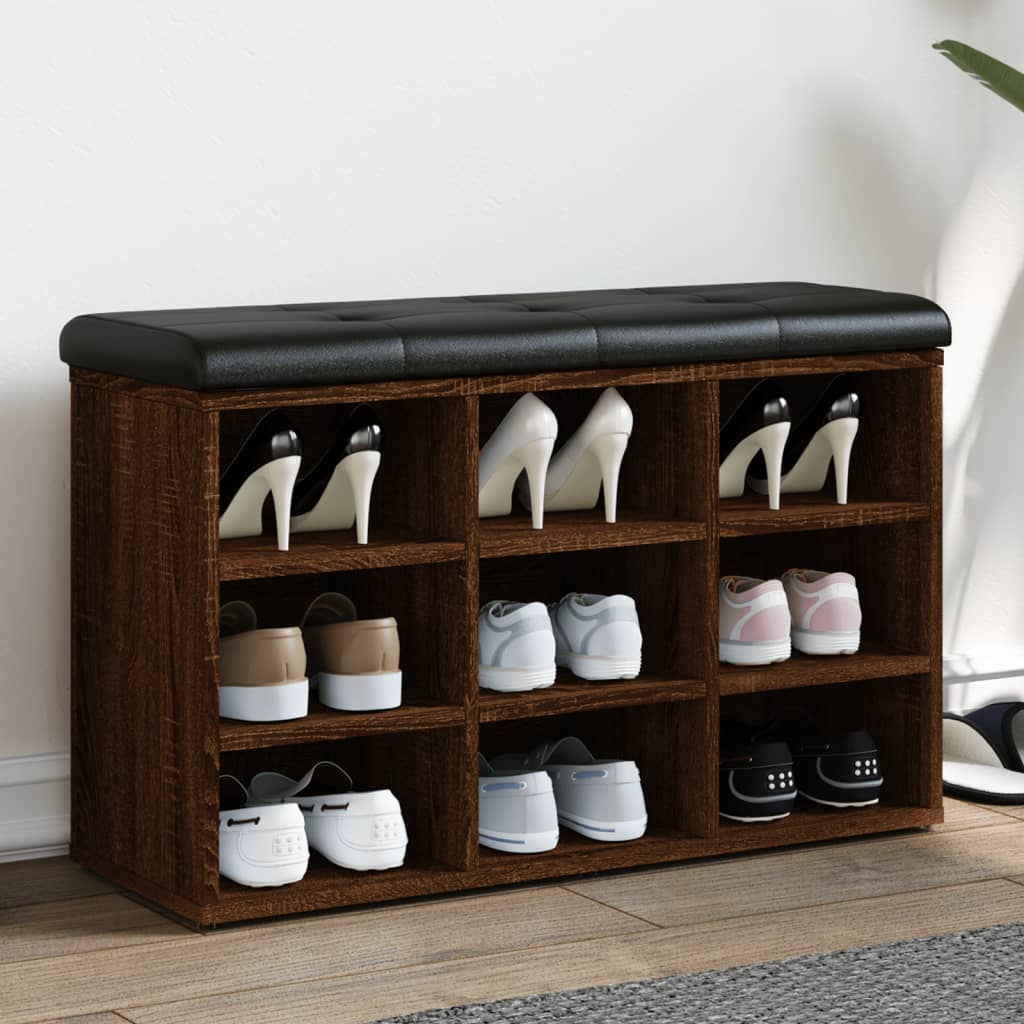 Banc à chaussures chêne marron 82x32x50 cm Bois d'ingénierie - XIOS