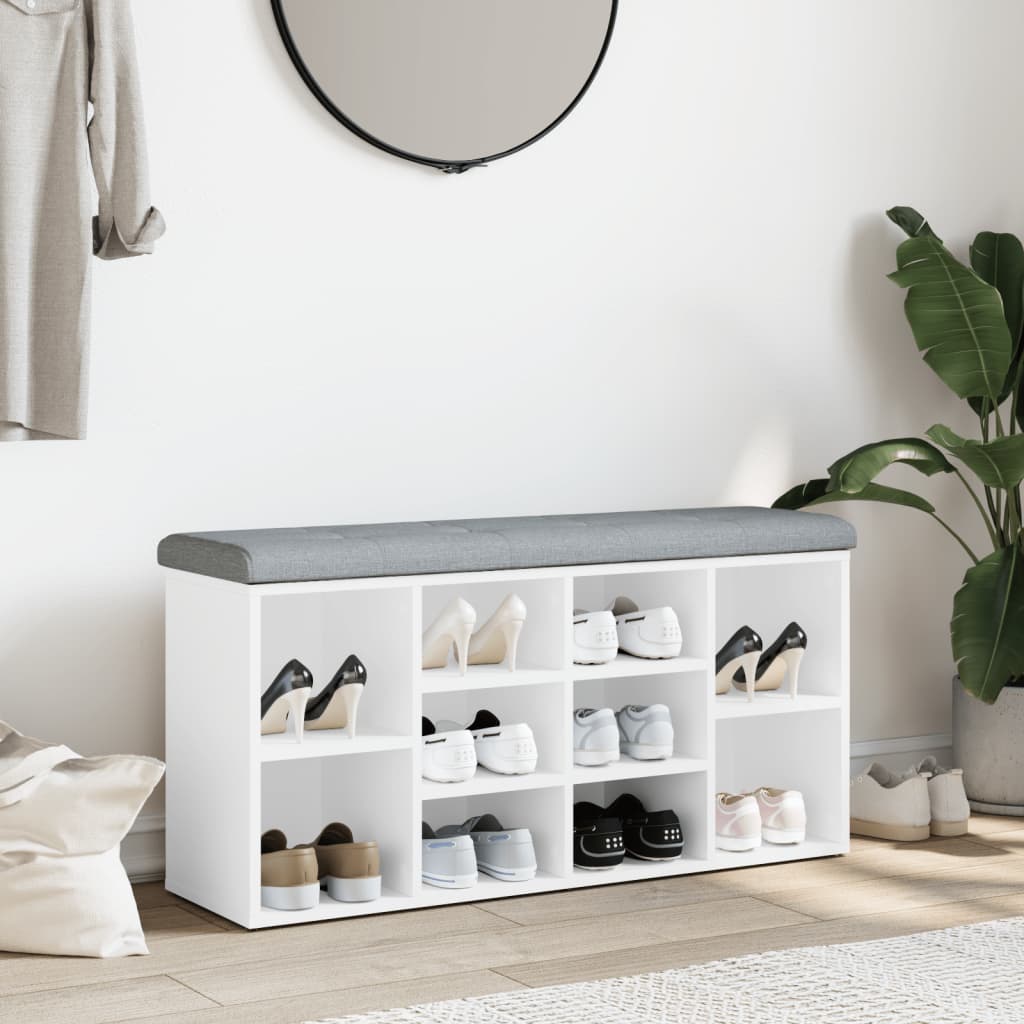 Banc à chaussures Blanc 102x32x50 cm Bois d'ingénierie - XIOS