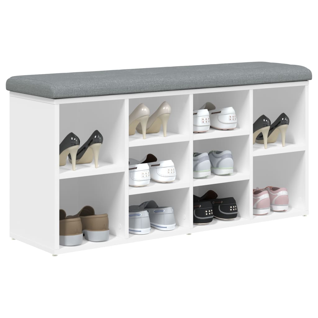Banc à chaussures Blanc 102x32x50 cm Bois d'ingénierie - XIOS
