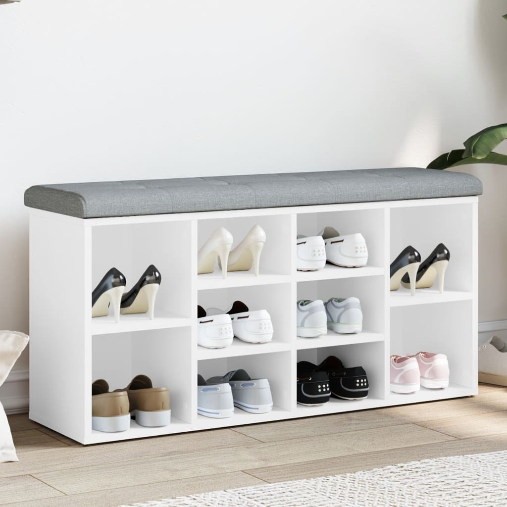 Banc à chaussures Blanc 102x32x50 cm Bois d'ingénierie - XIOS