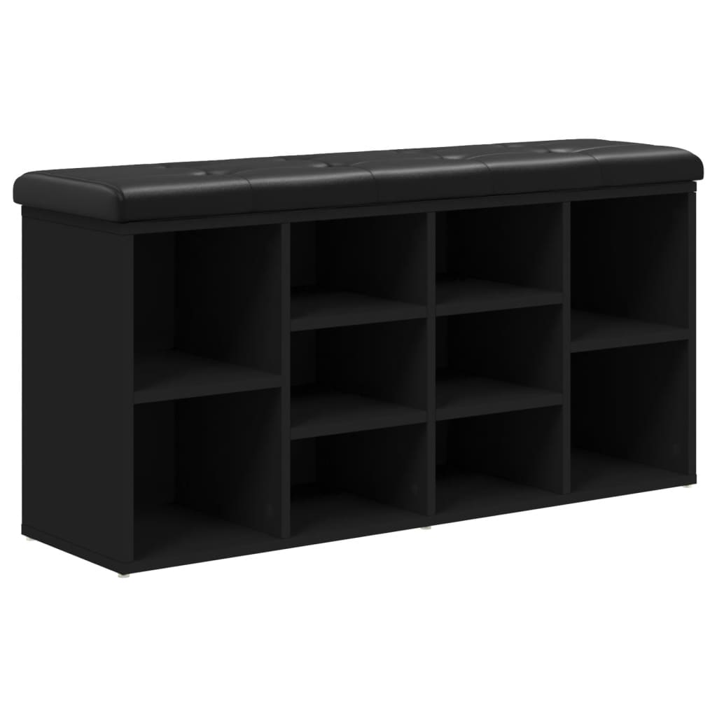 Banc à chaussures noir 102x32x50 cm bois d'ingénierie - XIOS