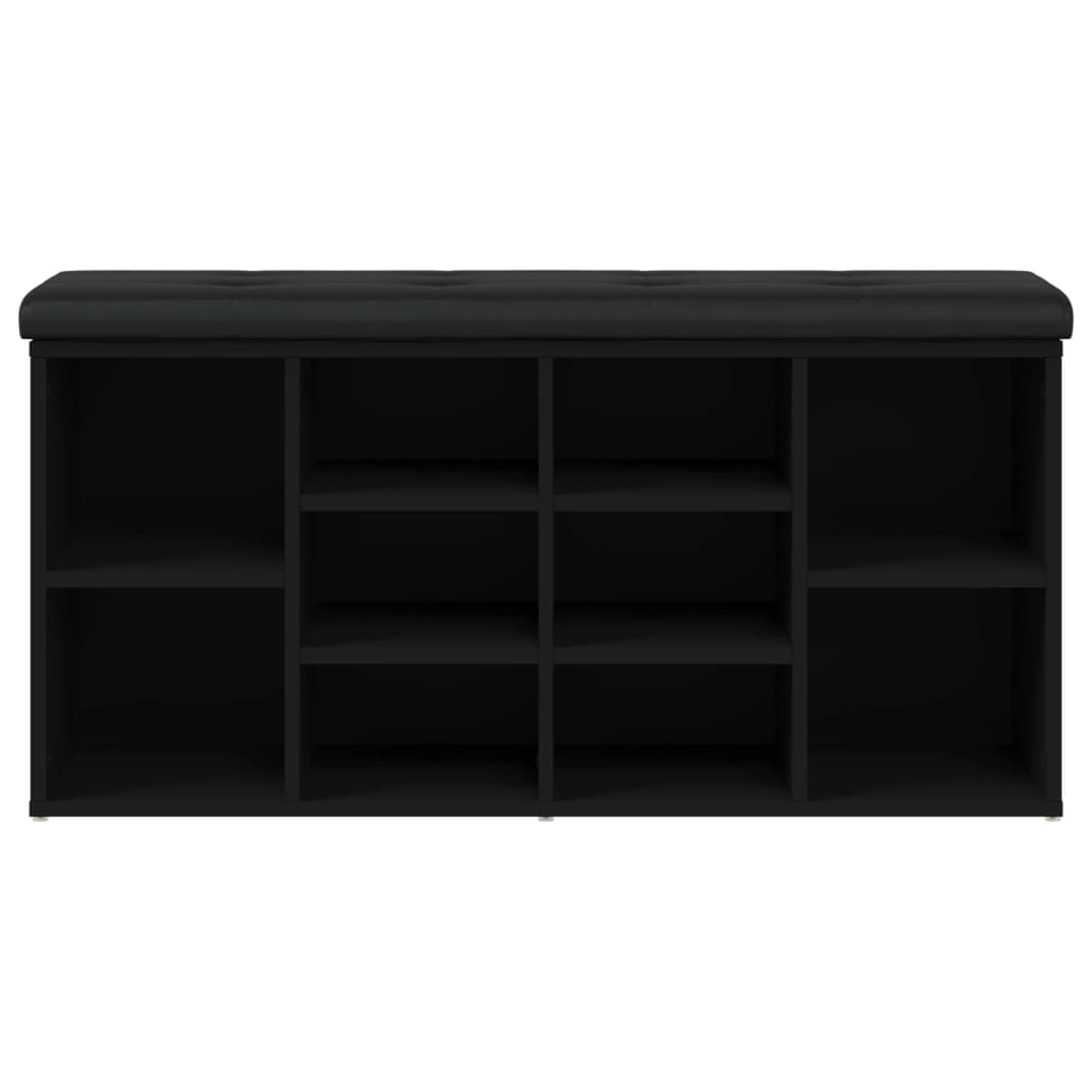 Banc à chaussures noir 102x32x50 cm bois d'ingénierie - XIOS